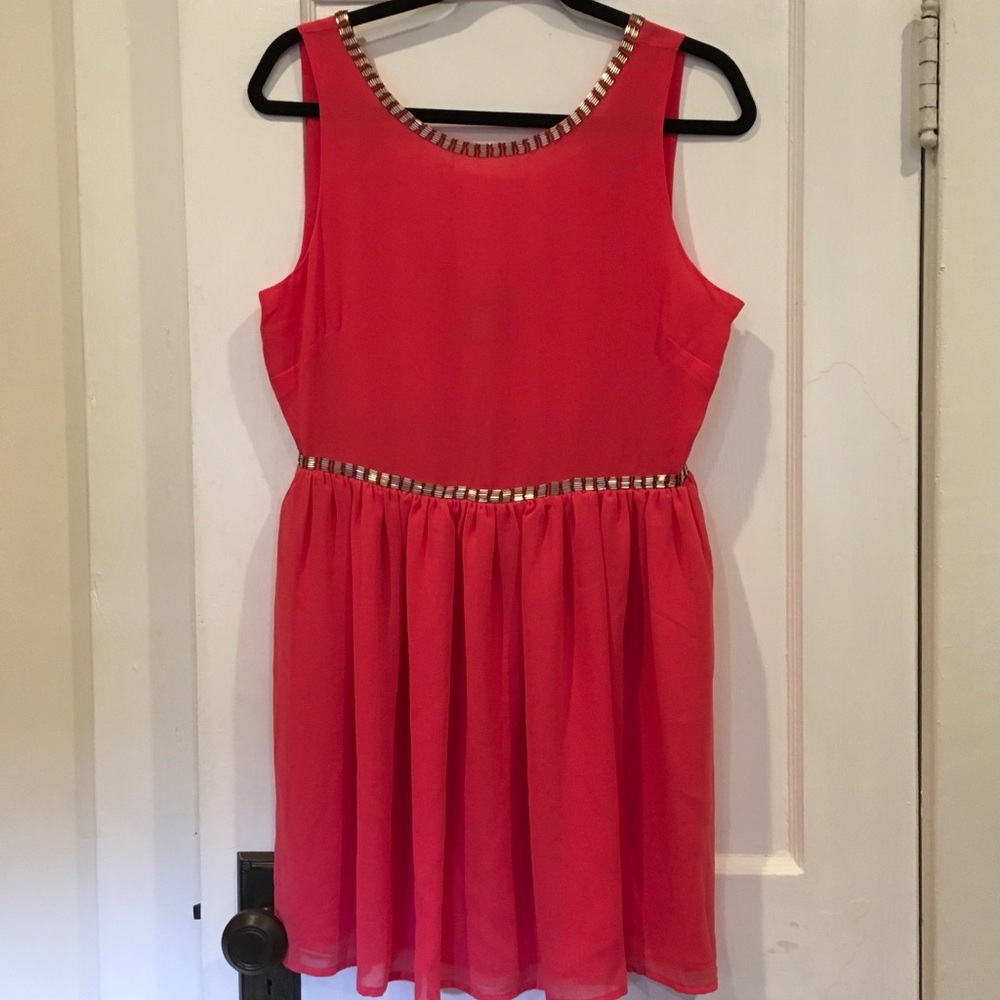 Forever 21 coral beaded dress Sz L